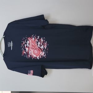 Detroit Red Wings Performance Navy Blue T-shirt Adult XL USA Flag